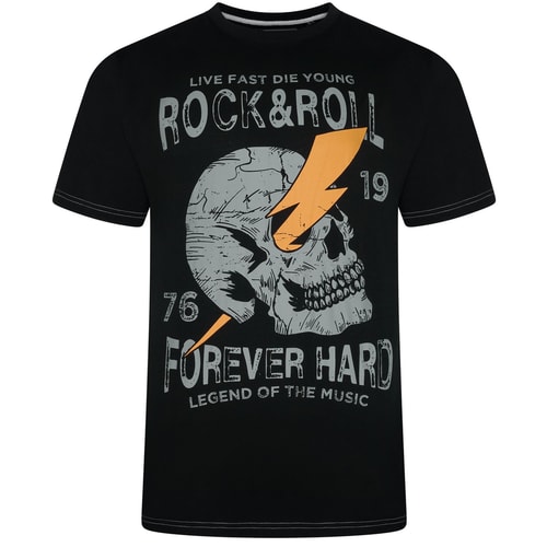 KAM Rock N Roll Totenkopf-Print T-Shirt schwarz